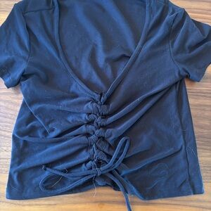 No Boundaries Black Tie-Back Crop Top